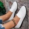 Women's Fashion Large Size Flat Bottom Knitted Slip-On Low Cut Breathable Bean Shoes Summer Casual Shoes Comfortable Rubber Sole