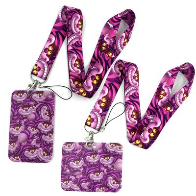 Алиса в Стране чудес Кот Аниме Брелок Держатель для бейджа Шнурки для ID-карт Веревка для мобильного телефона Брелок для ключей Шейные ремешки Брелок для ключей