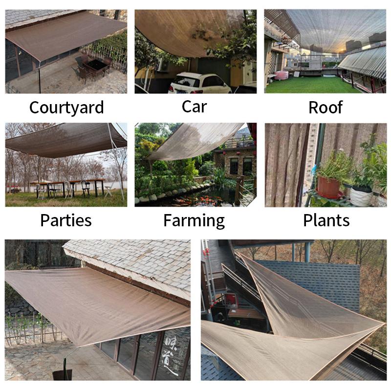 Summer Camping Sunshade Net Brown Anti-UV Awning Balconies Courtyards Swimming Pools Greenhouse Sunscreen Sun Shelter Cover Net