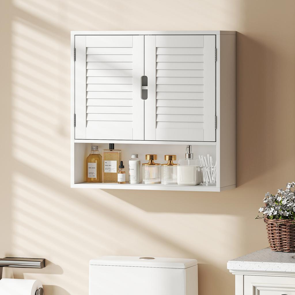 Bathroom Cabinet, Wall Mounted Storage Cabinet with Adjustable Shelves, 60 x 20 x 60 cm, White