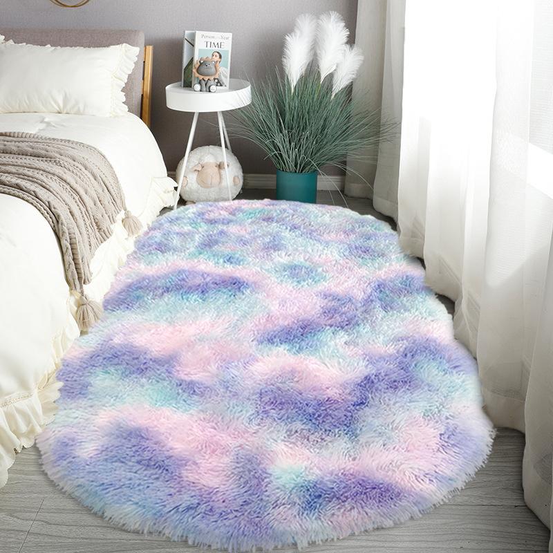 Белый Овальный Пушистый Тканевый Коврик - Мягкий и Декоративный Прикроватный или Коврик для Гостиной