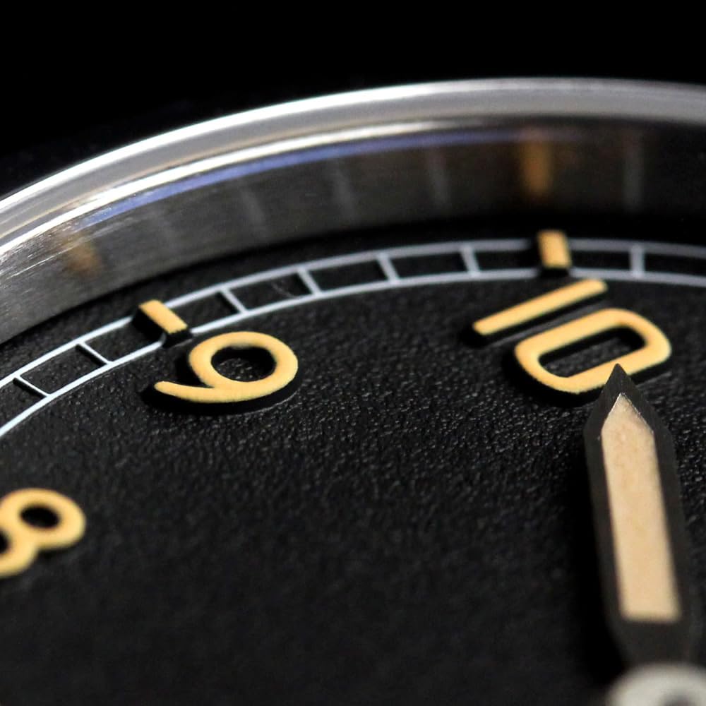 Часы KNIS Varnish Made in Japan с ретро-ремешком, сапфировым стеклом, водонепроницаемостью 10 АТМ, черным циферблатом, черной кожей, мужские KN003-BKBKLE