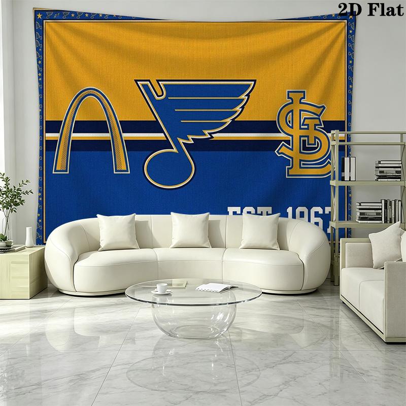 St. Louis Blues Logo Wall Tapestry Aesthetic Wall Hanging Printed Fabric Blanket Decorative Tapestries for Bedroom Living Room Home Decor