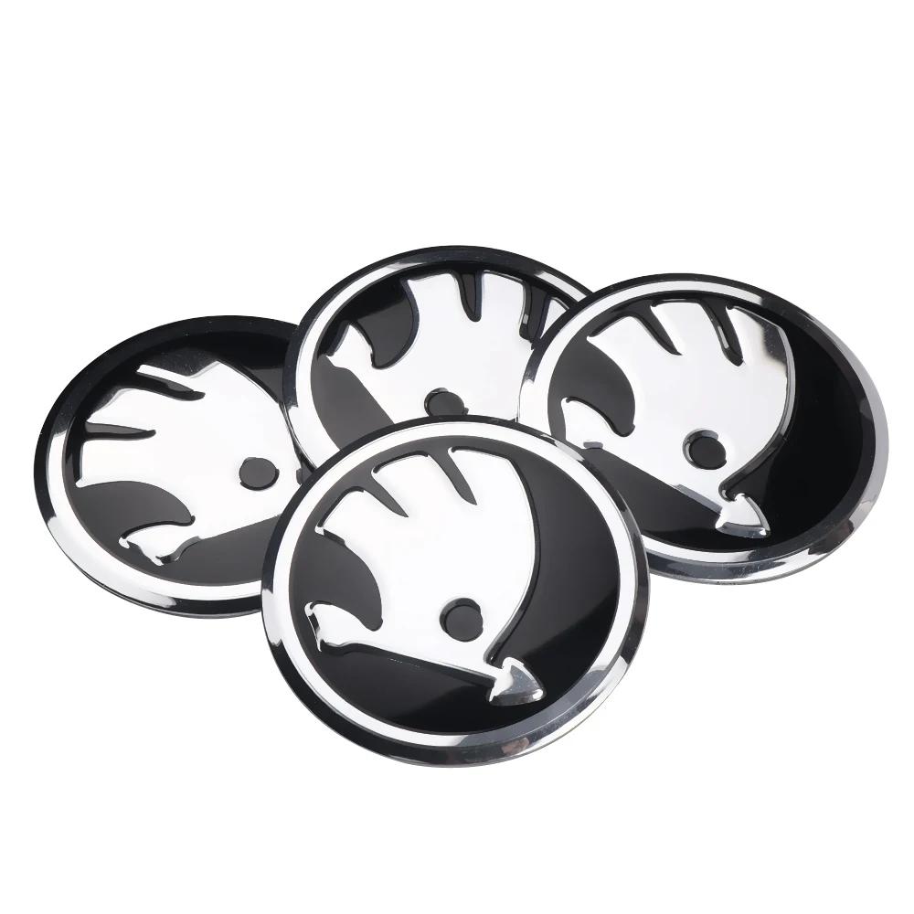 Car Sticker 2025 New 4Pcs 56MM Car Aluminum Logo Wheel Center Hub Caps Stickers For Skoda Octavia A5 3 2 VRS Vision Kodiaq Rapid