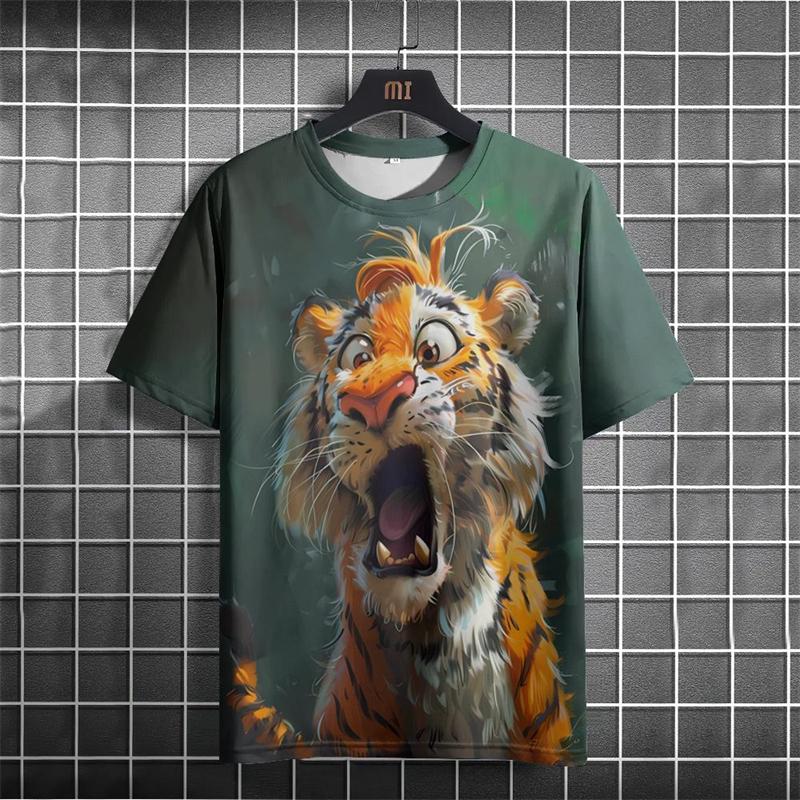Fashion Funny Animal 3D Printed Men's T-shirt Summer Casual Loose Short Sleeve Plus Size Men and Women's Tees Tops Outdoor Streetwear
