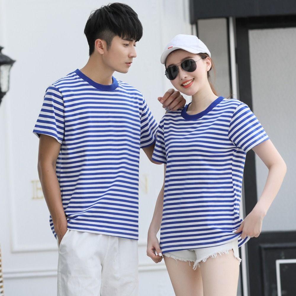 Sea Soul Shirt Man's Short Sleeved Top Blue and White Striped Oversized Stripe T-Shirt Summer
