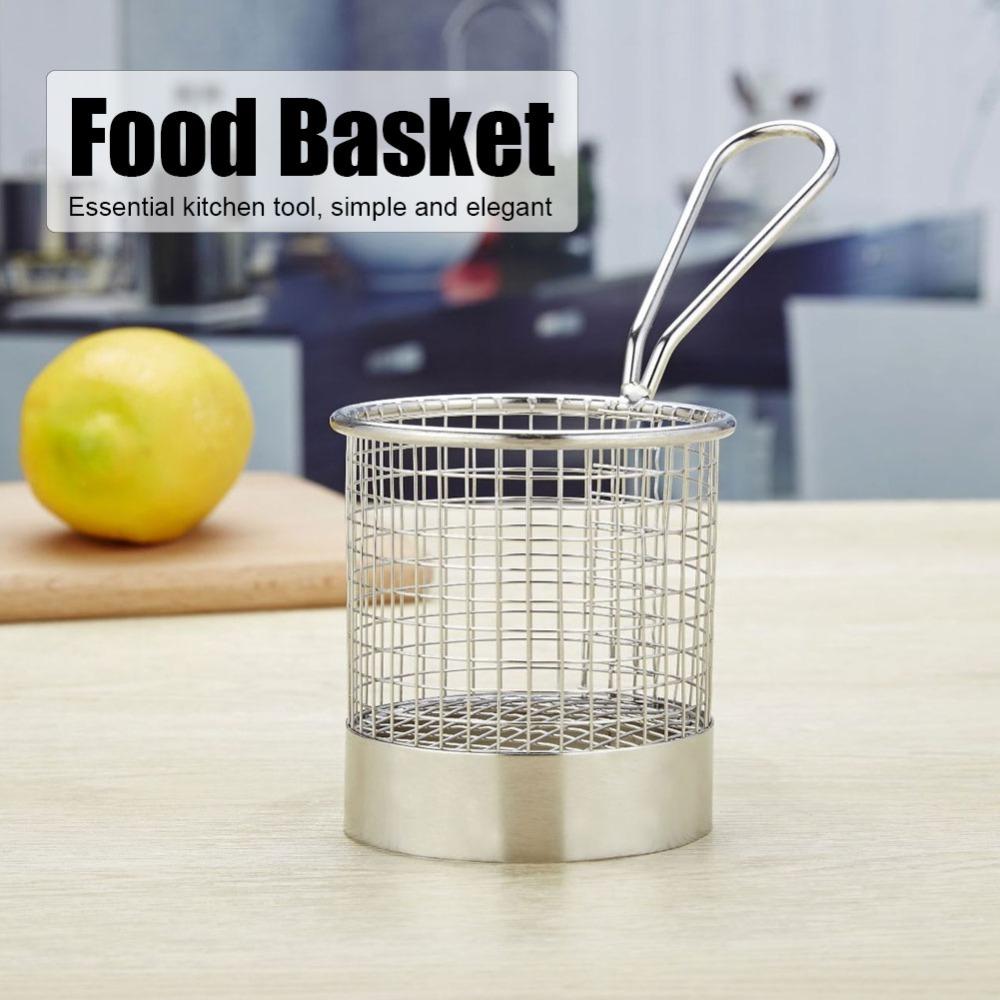 Stainless Steel French Fry Basket Round Shape Fries Holder Deep Fry Basket Coffee Shop
