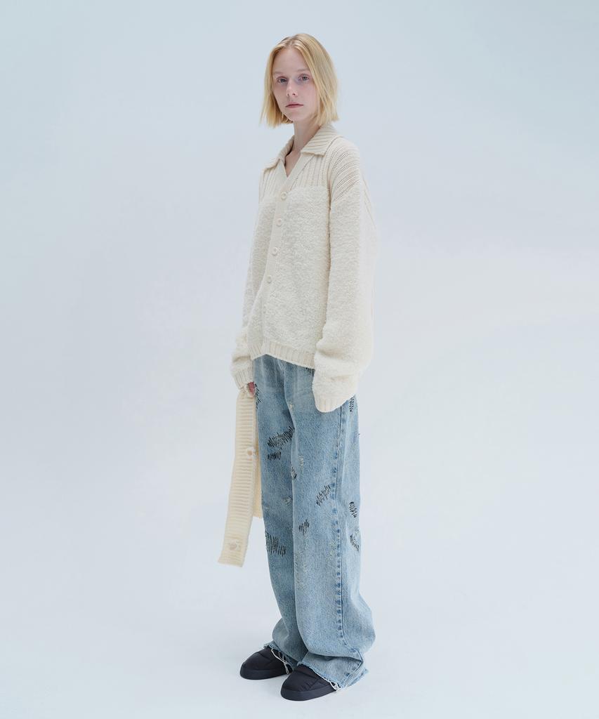Daiaegeuneol Boucle Collar Knit Cadigan (Ivory)