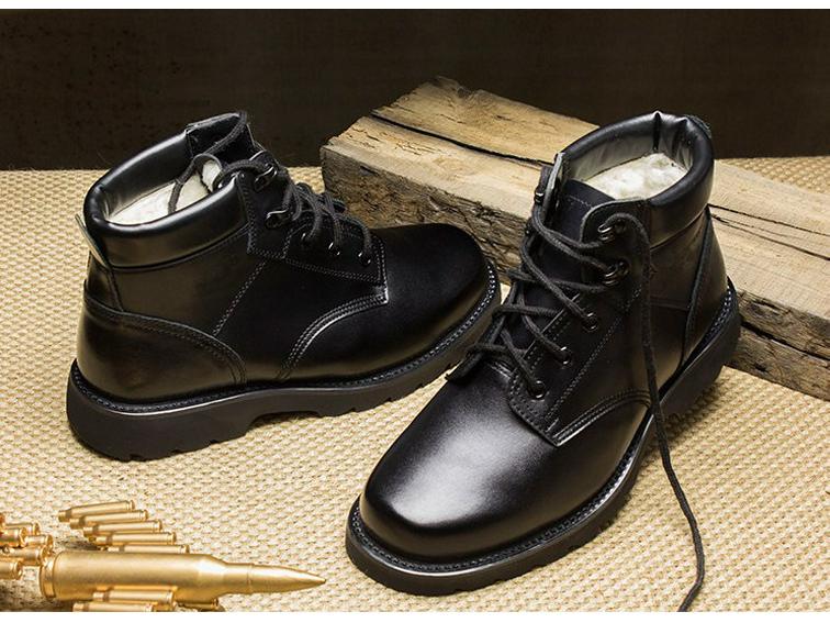 Мужские зимние ботинки Martin из коровьей шерсти: Туфли со стальным носком, противоскользящие, плюс бархат, утолщенный хлопковый материал