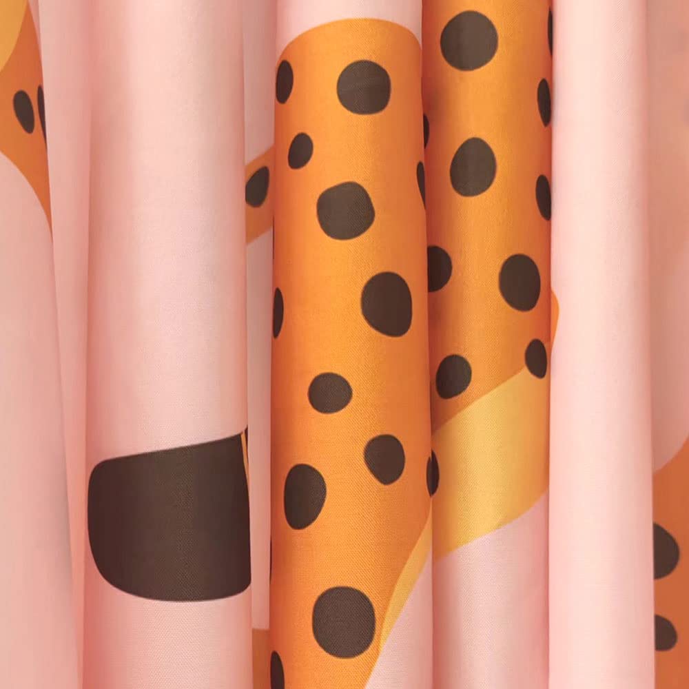 Boho Leopard Fabric Shower Curtain Tropical Animal Cheetah Shower Curtain for Bathroom Pink Shower Curtain with Hooks 72x72 Inch