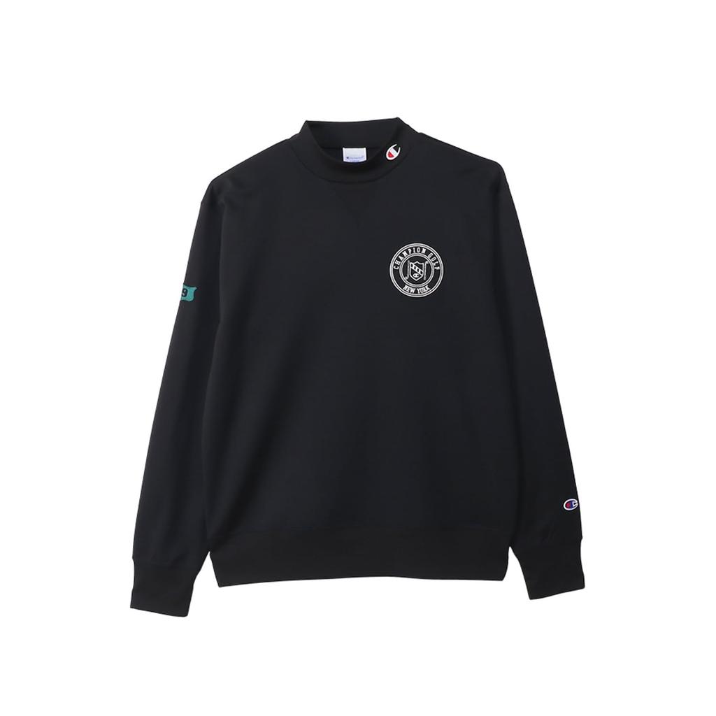 Футболка с длинным рукавом и графическим логотипом Quick UV Graphic Logo с длинным рукавом и воротником-стойкой, черная [Champion], рукав, сушка, защита, принт, рубашка, гольф, C3-AG401,