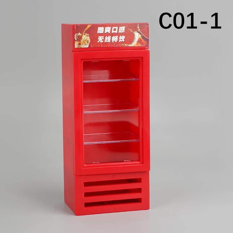 Mini Supermarket Refrigerator Sticker Cabinet Model Toy Micro Scene Diy Doll House Food Play Accessories Miniature Bottle