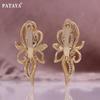 PATAYA Цвет розового золота, инкрустированные белым цветом, искусственный циркон, галстук-бабочка, сладкие серьги