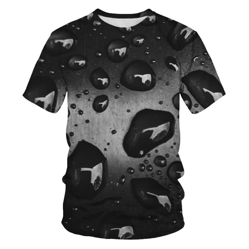 Футболки с коротким рукавом, весна-лето, мужская футболка с водяным льдом и 3D цифровой печатью, свободная облегающая мужская базовая футболка с круглым вырезом