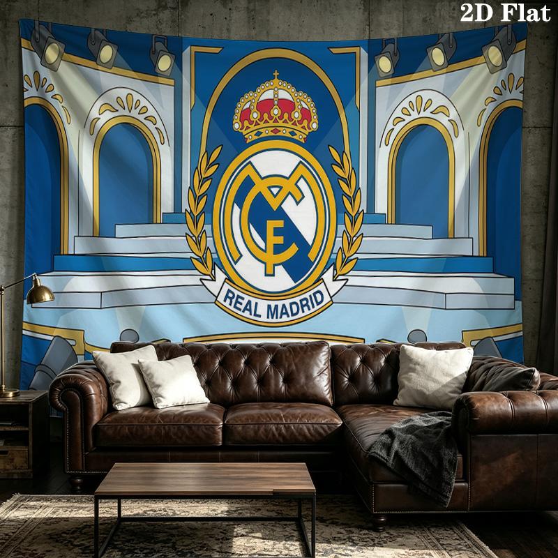 Custom Name Real Madrid Printed Tapestry – Wall Hanging for Bedrooms, Dorms, and Home Decor