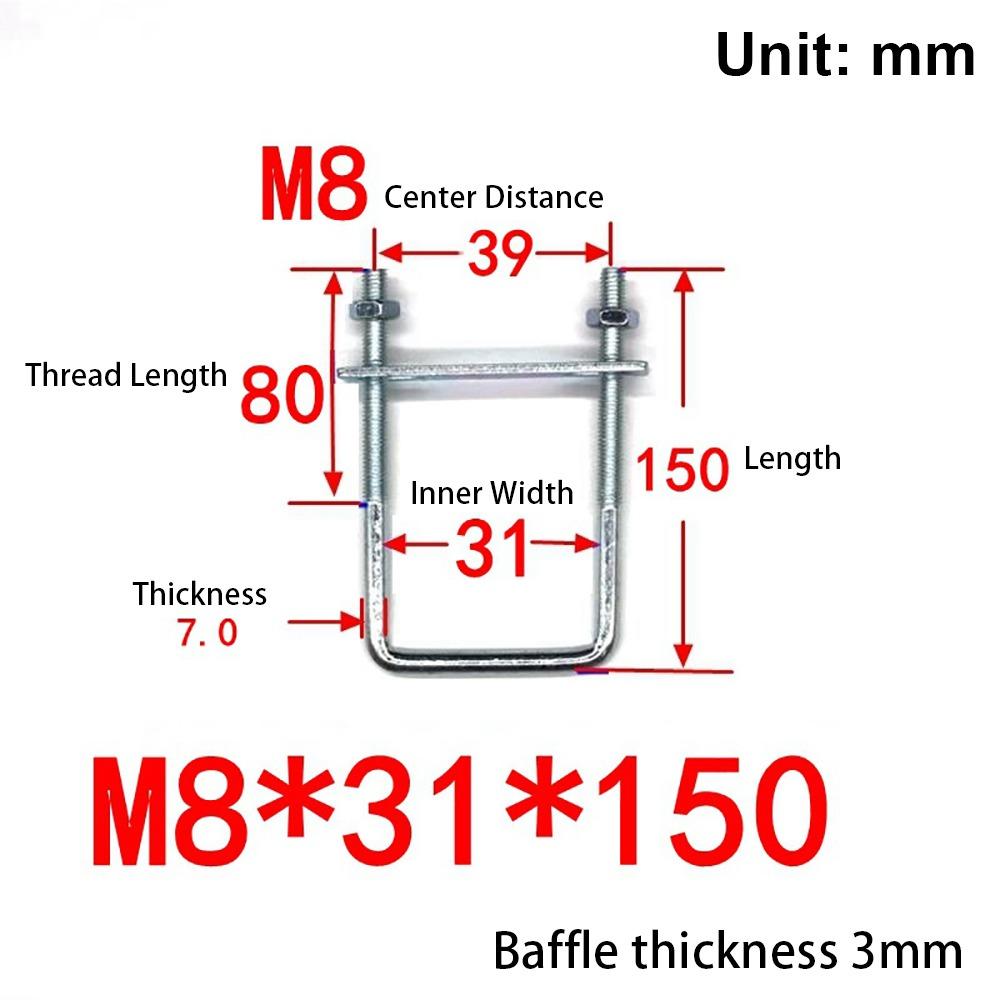 1 шт. с перегородкой U-образный хомут Оцинкованная углеродистая сталь Q235 Квадратный болт для квадратной трубы