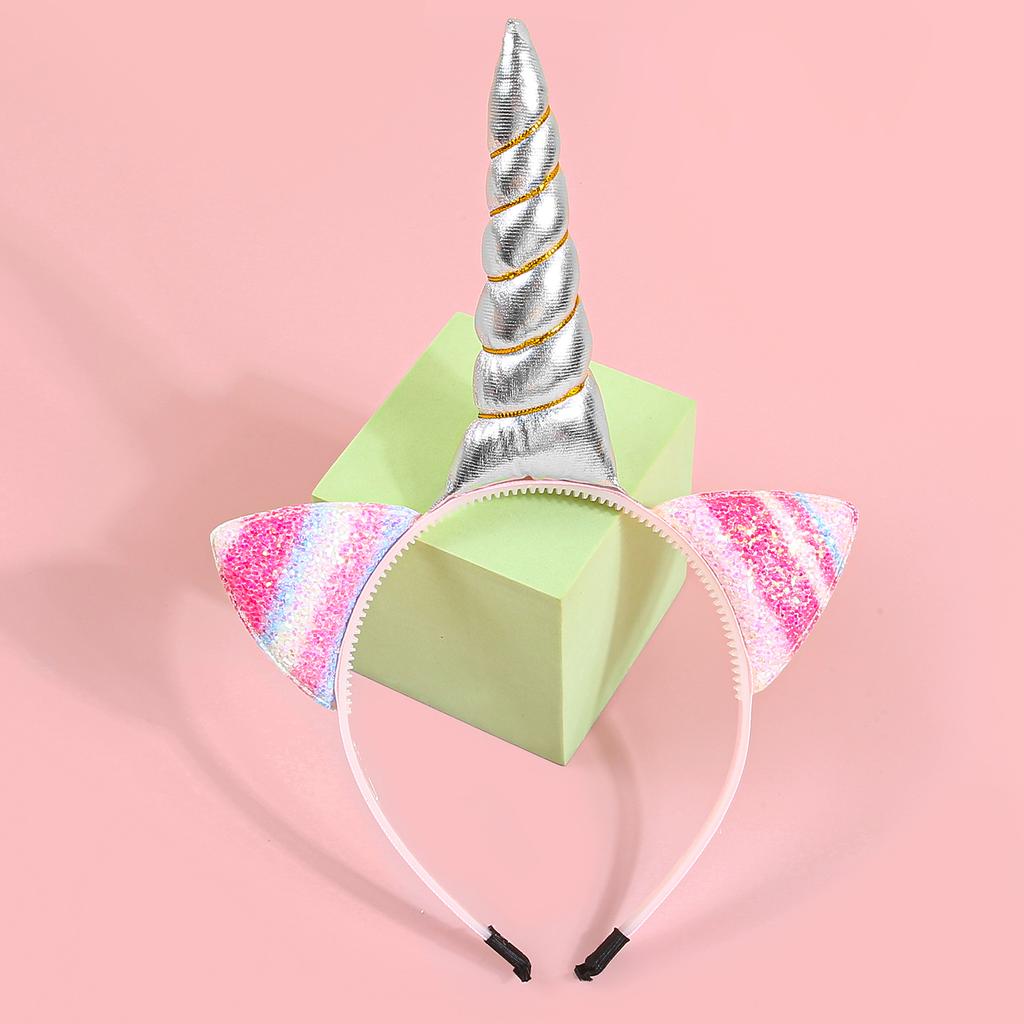 Glitter Cat Ears Headbands Birthday Party Decor Rainbow Cat Ears Hairband Unicorn Headband Kids Children Party Favor Headwear