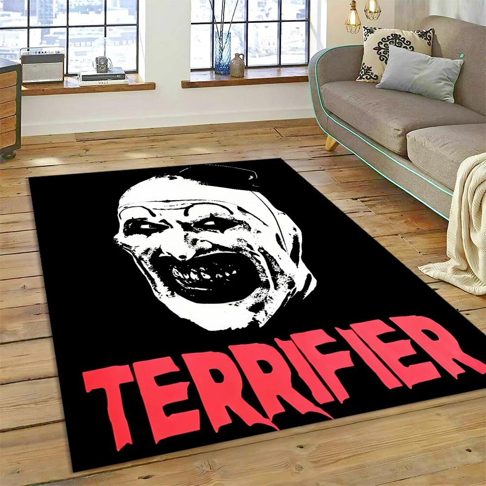 2025 New Style Terrifier 3 Horror Clown Movie Carpet Rug for Bedroom Living Room Home Sofa Decoration,kids Play Decor Floor Mat
