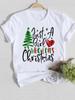 Deer Cartoon Style 90s Christmas Happy New Year Female Women Clothes Print O-neck Lady Casual Fashion Shirt Tee Graphic T-shirt