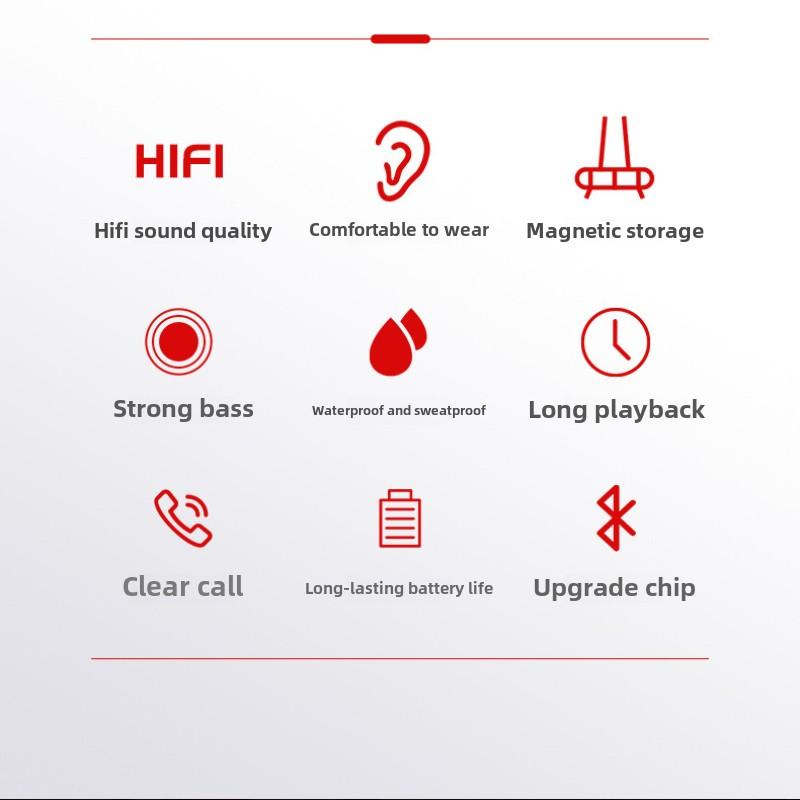 Bluetooth-наушники для шеи, спортивные беспроводные, сверхдолговечные, магнитные, шумоподавляющие наушники для шеи