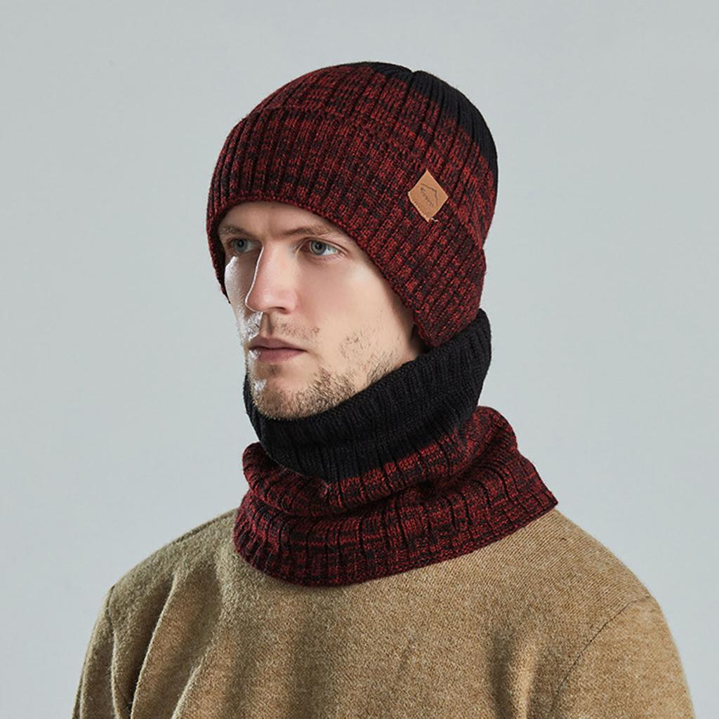 Уличная теплая зимняя вязаная шапка и шарф, стильная вязаная шапка для мужчин и женщин