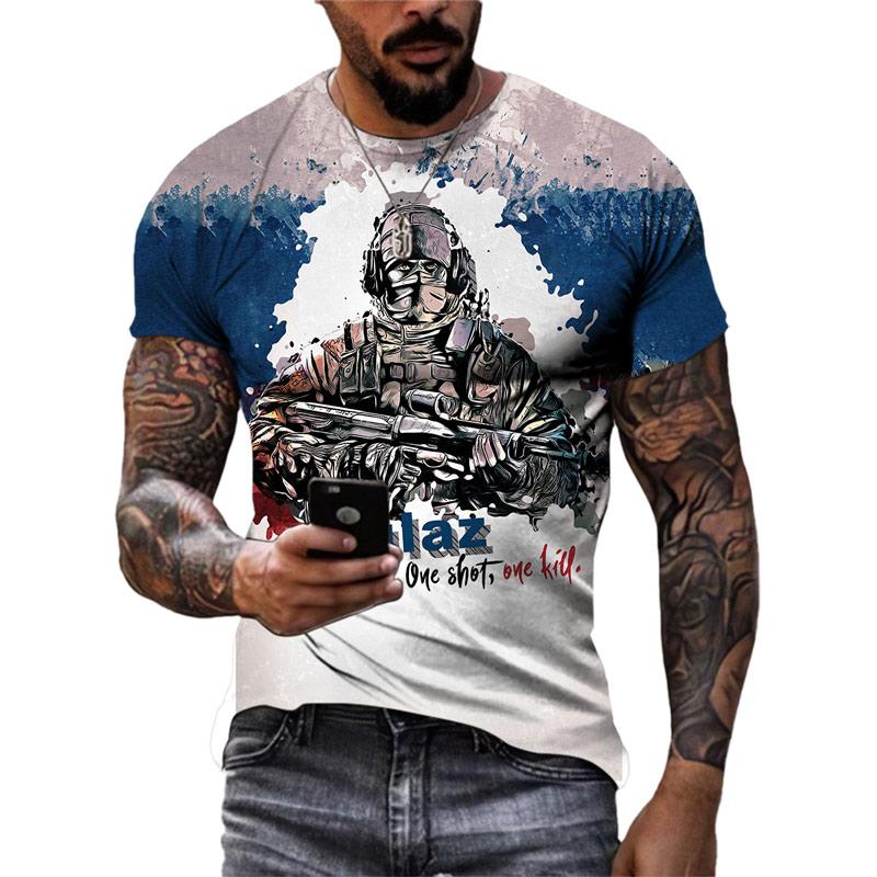 Мужская одежда больших размеров Свободные летние топы Футболка с 3D принтом животных Пара Солдат Тигровый узор Футболки с круглым вырезом Топ с короткими рукавами Дышащие мужские рубашки