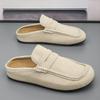 Men's Fashionable Soft Sole Slip In Half Slipper, Spring and Summer Fashionable Sole, Casual Sports Shoes, Suede Leather Surface