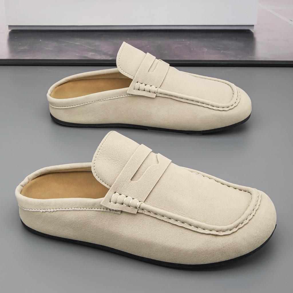 Men's Fashionable Soft Sole Slip In Half Slipper, Spring and Summer Fashionable Sole, Casual Sports Shoes, Suede Leather Surface