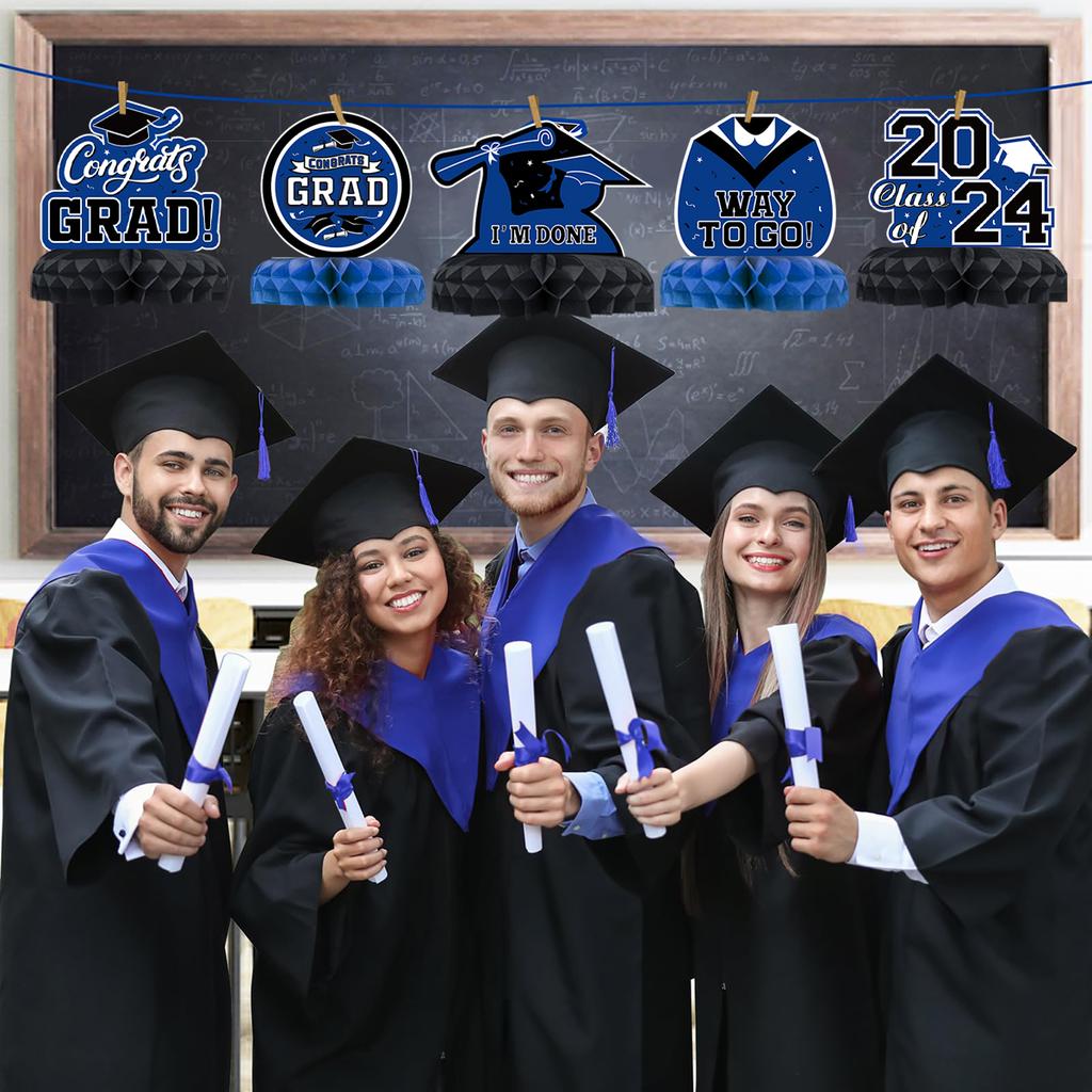 9 шт./набор украшений для выпускного вечера 2024 года, центральная часть выпускного стола, сотовые украшения для выпускного стола