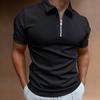 Деловая рубашка с застежкой-молнией и вырезом, рабочая одежда, эластичный мужской летний однотонный тонкий топ, популярный впитывающий пот