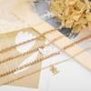 Punk Style Hollow Letter Pendant Anklet, Diamond-Encrusted Butterfly Tassel Pendant 4-Piece Anklet Set
