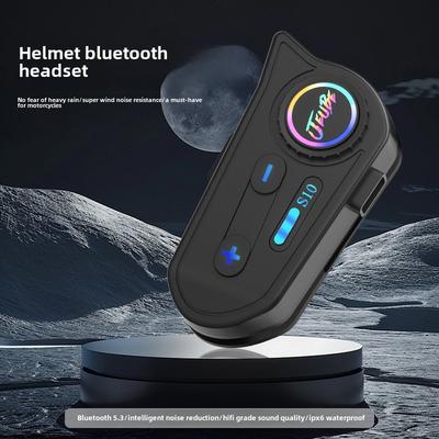 Беспроводная гарнитура Bluetooth для шлема Мотоциклетная гарнитура Bluetooth для шлема Водонепроницаемая и пылезащитная гарнитура с шумоподавлением и подсветкой