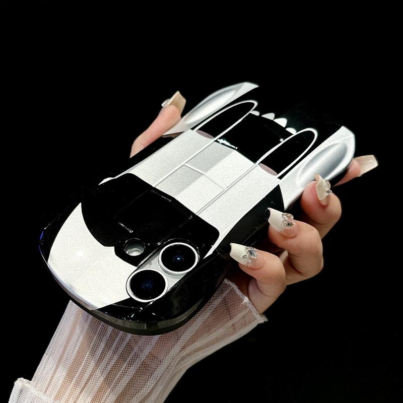3D автомобиль Форма крутой глянцевый чехол для телефона iPhone 16 Pro Max 15 Pro 14 13 12 11 тонкий жесткий ПК гибридный силиконовый мягкий край противоударный кронштейн задняя крышка