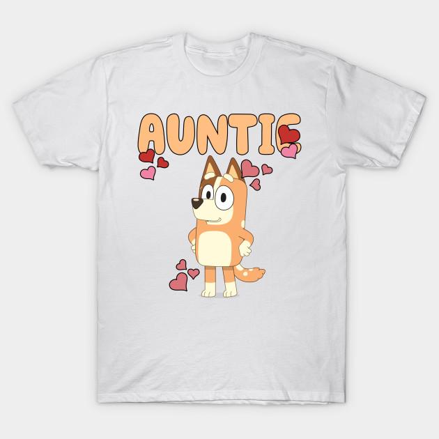 Men Black Print T-shirt Bluey Auntie, Bluey Family, Retro Chilli Heeler, Auntie Bluey Birthday Party No-Cut Transfer Paper Print Cotton Tshirt