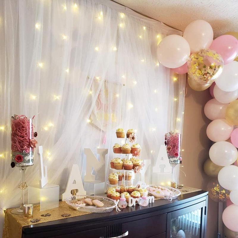 2M Wedding Birthday Baby Shower Party Silk Tulle Backdrop Curtains White/Pink