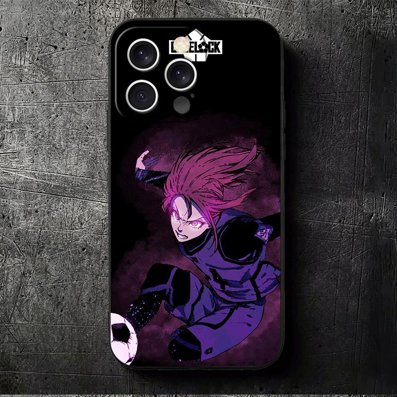 Blue L-Locks Chigiri Hyoma Soft Phone Case for iPhone 16 16E 17 Air 15 Pro Max 14 Plus 13 Mini 11 12 7 Black Cover Back Shell