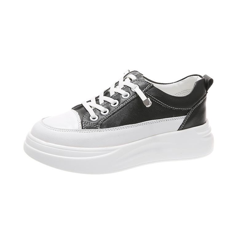 Маленькие белые туфли на толстой подошве, увеличивающие рост, женские летние новые женские туфли, кожаные дышащие слипоны, спортивная и повседневная обувь