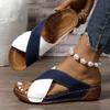 Contrast Color Cross Strap Wedge Sandals Women Lightweight Casual Platform Slippers Woman Summer Comfort Non Slip Beach Sandals