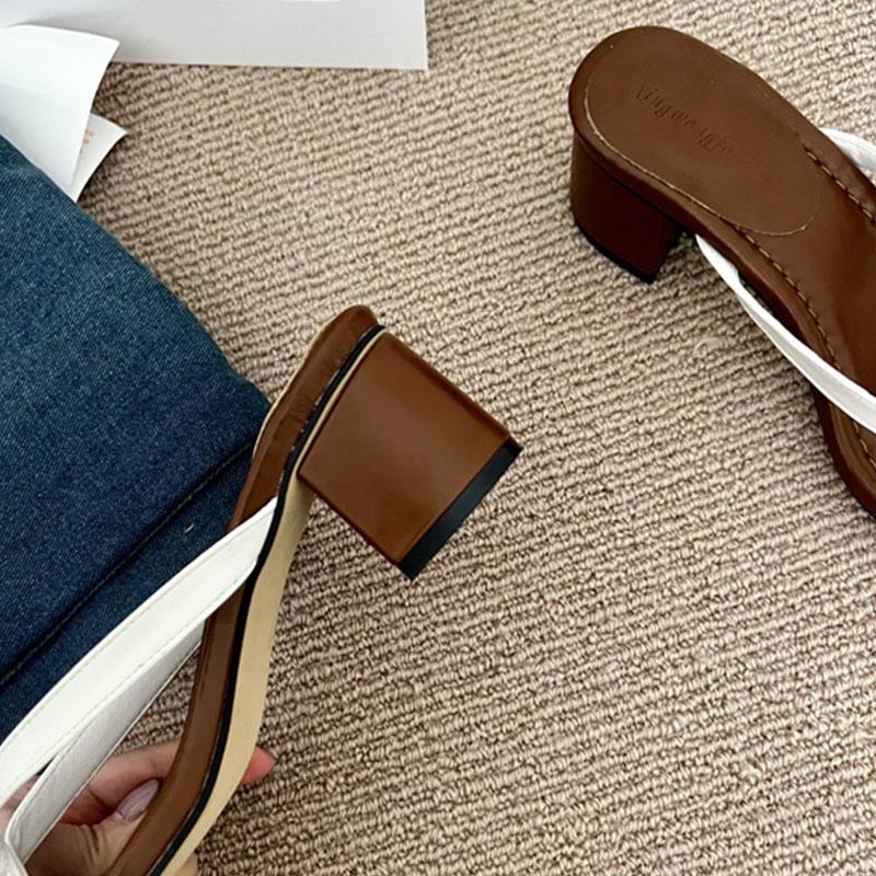 Fashion Footwear Round Heels Slippers Shoes For Women Flip Flops Summer Beach Female Fashion Shallow Ladies Heels Slides Slippers Shoes