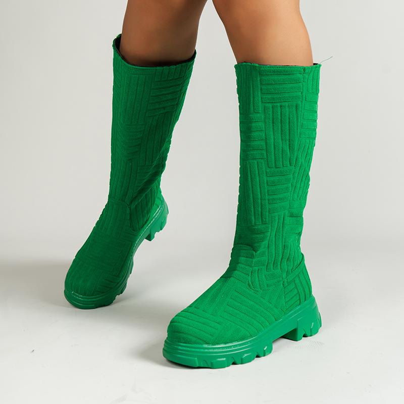 Модные роскошные брендовые дизайнерские сапоги для женщин 2024 зимние теплые сапоги до колена вязаные хлопковые носки Botas сапоги на толстом каблуке и платформе для женщин