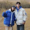 Couple thickened warm winter new ins design sense niche fake two white duck down jacket