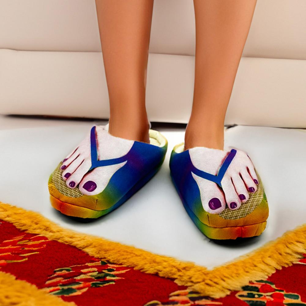 Cartoon Celebrity Toe Slippers With Plush Material For Home Comfort And Casual Wear