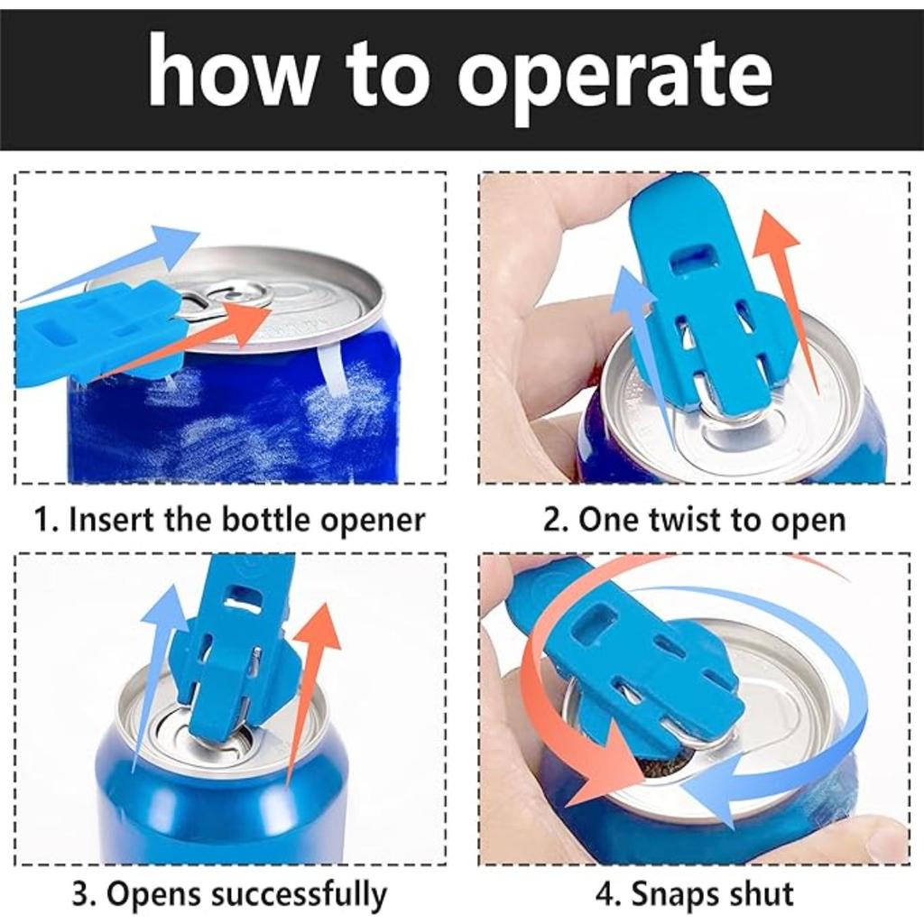 6Pcs Manual Easy Can Opener,Colorful Soda Beer Can Opener for Coke, Beer, Soda,Simple Can Opener with Dustproof Seal