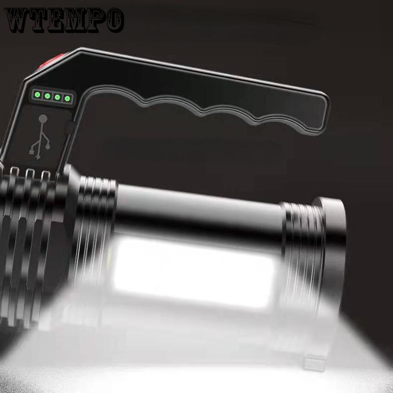 Фонарик COB с USB-зарядкой и боковой подсветкой, бытовой светодиодный многофункциональный пластиковый портативный светильник