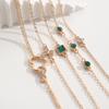 5Pcs/Set Green Shiny Charm Bracelet for Women Crystal Zircon Jewelry Adjustable Luxury Trendy Bracelet  Daily Decoration