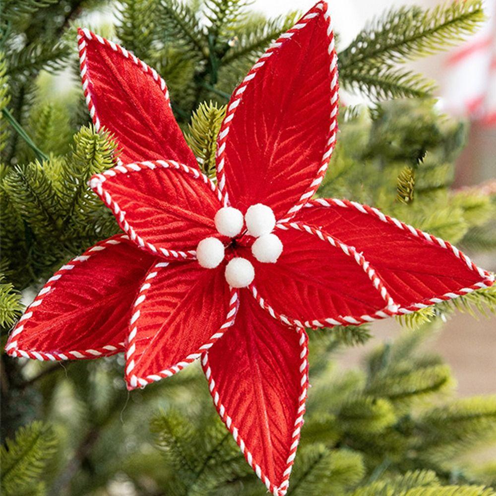 Large Artificial Poinsettia Flower Hanging Christmas Tree Ornaments Home Decoration