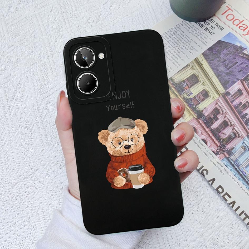 Чехол для телефона OPPO Realme 5 6 8S 9 10 Pro + Plus 9i 4G 5G с милым мультяшным узором, квадратный жидкий силикон, мягкий ТПУ для Realme 2 6 7 Pro, чехол-бампер