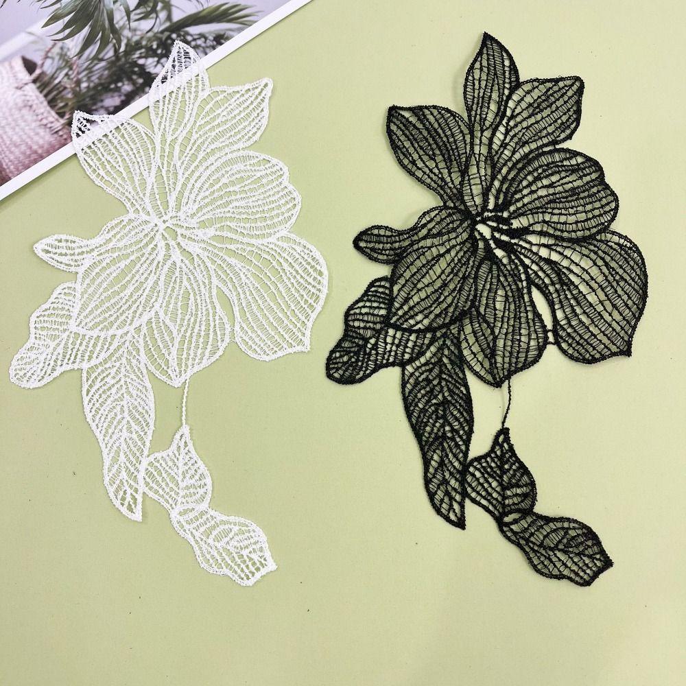 Белая тканевая нашивка Ручная работа Тканевая аппликация Свадебное платье Цветочная кружевная аппликация Шитье