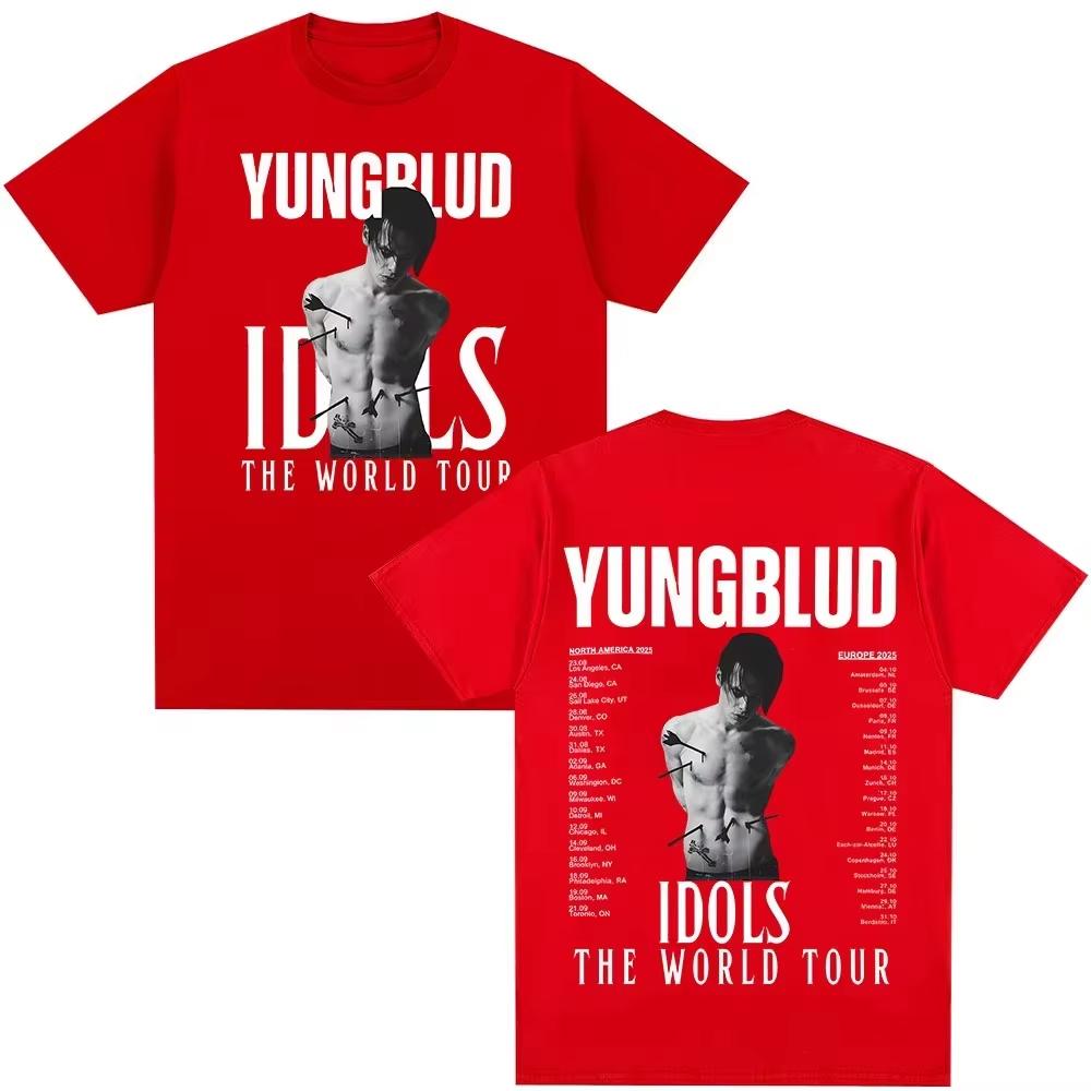 2026 ВеснаЛето Yungblud IDOLS Мировой Тур Футболка для Мужчин и Женщин Хип-Хоп Повседневная Хлопок Уличная Футболка   Yungblud IDOLS