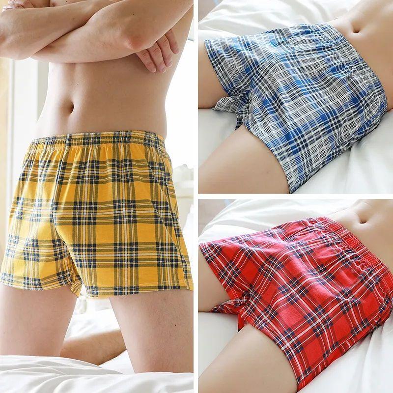 Модные трусы-боксеры, мужское нижнее белье, молодежные, дышащие, удобные, свободные, классические, клетчатые, со стрелками, брюки, домашняя одежда